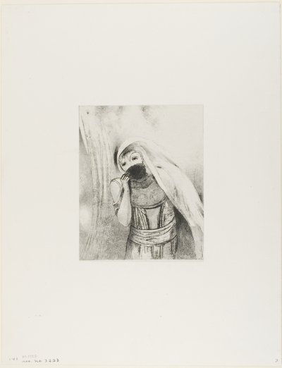 Sie zieht aus ihrem Busen einen Schwamm, vollkommen schwarz, und bedeckt ihn mit Küssen, Platte 8 von 24 von Odilon Redon