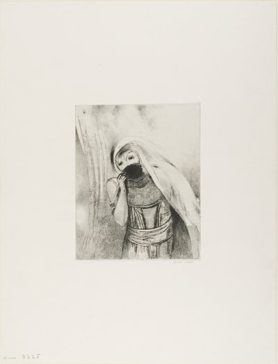 Sie zieht einen Schwamm aus ihrem Busen, vollkommen schwarz, und bedeckt ihn mit Küssen, Platte 8 von 24 von Odilon Redon