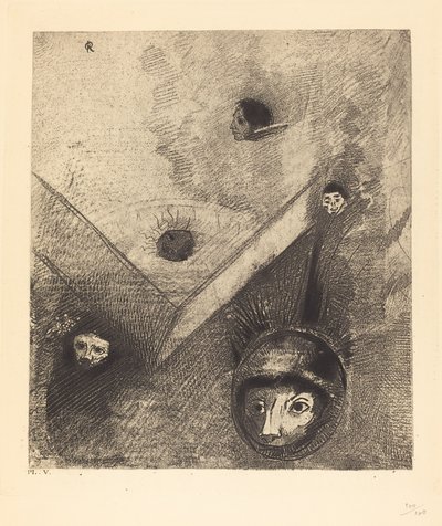 Auf dem Hintergrund unserer Nächte zeichnet Gott mit seinem wissenden Finger einen vielgestaltigen, unerbittlichen Albtraum von Odilon Redon