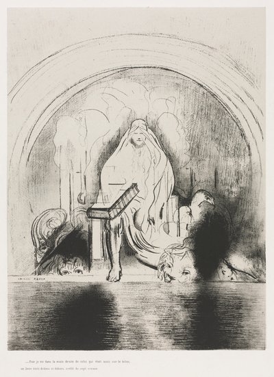 Die Apokalypse des Heiligen Johannes: Und ich sah in der rechten Hand dessen, der auf dem Thron saß..., 1899 von Odilon Redon