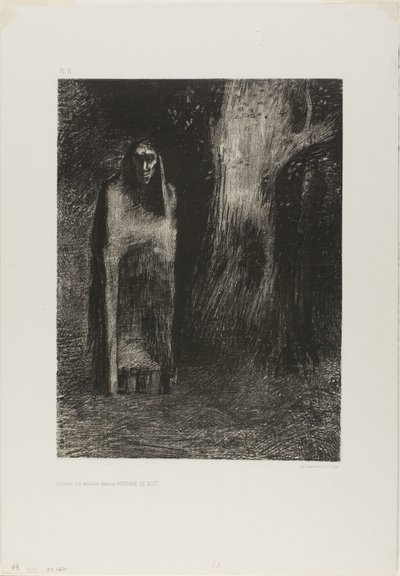 Der Mann war allein in einer Nachtlandschaft, aus Nacht von Odilon Redon