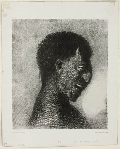 Der Satyr mit dem zynischen Lächeln, Platte 5 von 8 aus "Les Origines" von Odilon Redon