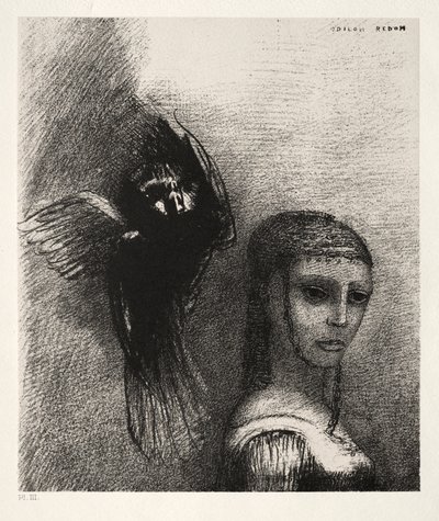 Die Versuchung des heiligen Antonius Erste Serie: Und ein großer Vogel, der vom Himmel herabsteigt..., 1888 von Odilon Redon