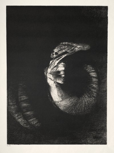 Die Versuchung des heiligen Antonius Erste Serie: Es ist ein Schädel, der mit Rosen bekränzt ist..., 1888 von Odilon Redon