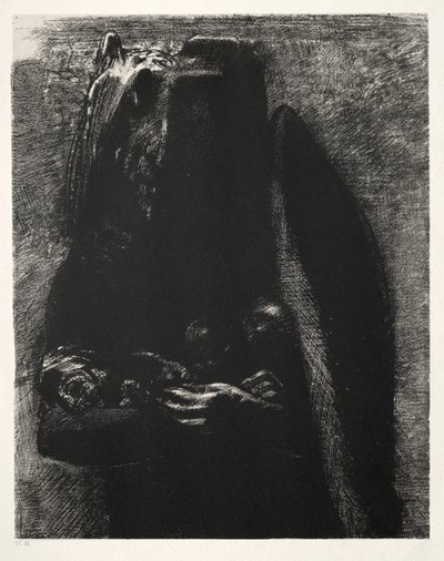 Die Versuchung des Heiligen Antonius Erste Serie: Es ist der Teufel, der unter seinen zwei Flügeln trägt, 1888 von Odilon Redon