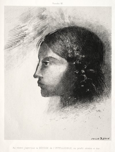 Beim Erwachen sah ich die Göttin des Verstandes mit ihrem strengen und harten Profil von Odilon Redon