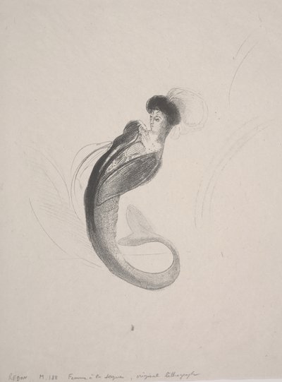 Frau mit Toque und einer Meerjungfrauenflosse von Odilon Redon