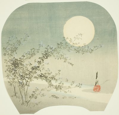 Vollmond und Herbstblumen am Bach von Ogata Gekko