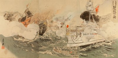 Chinesisch-Japanischer Krieg: Die japanische Marine siegreich vor Takushan von Ogata Gekko