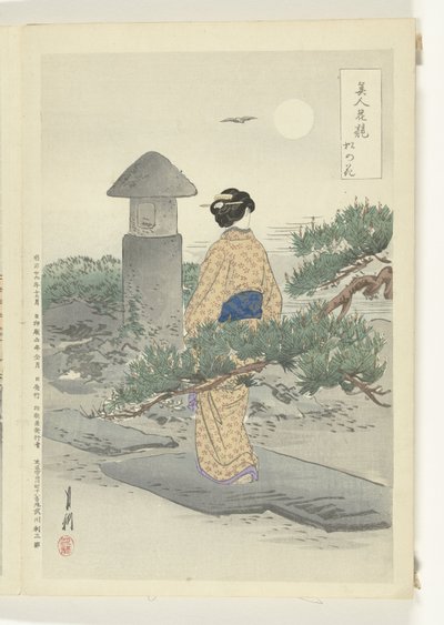 Vollmond und Kiefer von Ogata Gekko