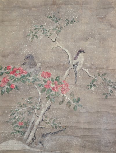 Vögel und Kamelie im Schnee, ca. 1700 von Ogawa Haritsu