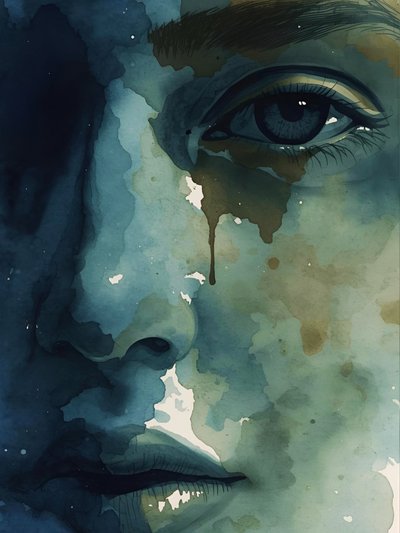 Emotionales Aquarellporträt von Ohkimiko