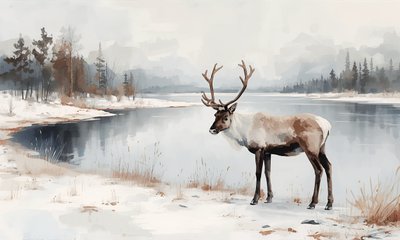 Winter Rentier Spiegelungen von Ohkimiko