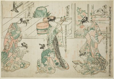 Kinderbegleiter: Ein Set aus drei (Kamuro sanpukutsui) von Okumura Masanobu
