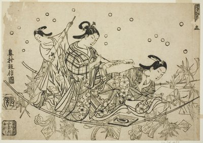 Die Überquerung des Tanabata-Bootes (Tanabata no towataru fune) von Okumura Masanobu