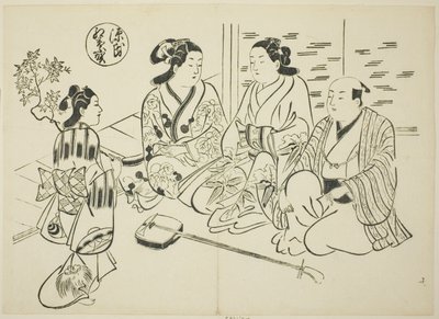 Das Momiji-no-ga Kapitel aus "Die Geschichte von Genji" (Genji Momiji-no-ga), aus einer Serie von Genji-Parodien von Okumura Masanobu