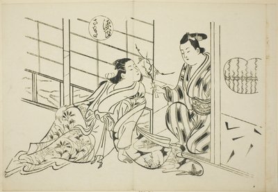 Das Sakaki-Kapitel aus "Die Geschichte von Genji" (Genji Sakaki), aus einer Serie von Genji-Parodien von Okumura Masanobu
