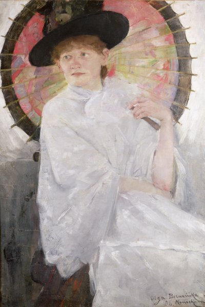 Porträt einer Dame mit einem japanischen Sonnenschirm von Olga Boznanska