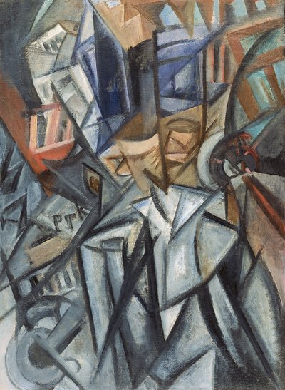 Mann auf der Straße, Analyse der Volumen von Olga Rozanova
