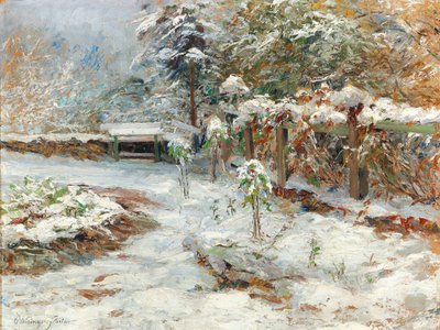 Oktoberschnee, Motiv aus dem Garten von Schloss Hartenstein von Olga Wisinger-Florian