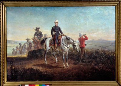 Kolonialkampagne in Südafrika: Kaiserlicher Prinz Eugene Louis Napoleon Bonaparte in Zoulouland. Gemälde von Olivier Pichat von Olivier Pichat