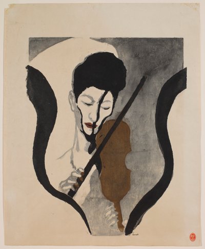 Eindruck eines Geigers (Porträt von Suwa Nejiko) von Onchi Kôshirô