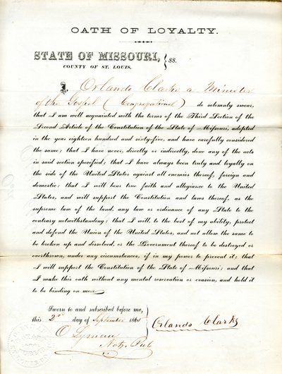 Schwört den Treueeid auf die Regierung der Vereinigten Staaten und den Staat Missouri von Orlando Clarke