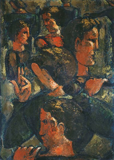 Gruppe von Figuren mit erhobener Hand von Oskar Schlemmer