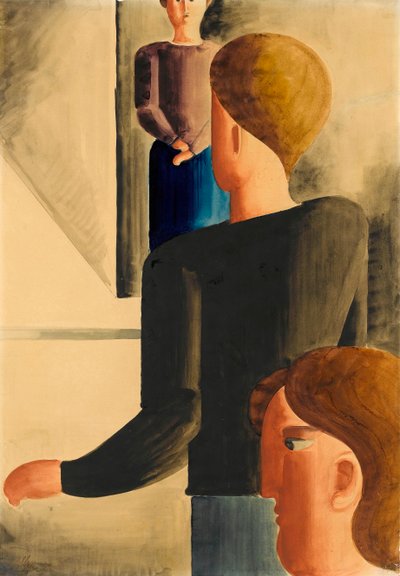 Drei Figuren im Raum, einfache Geste von Oskar Schlemmer