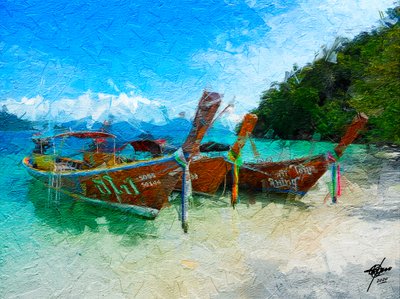 Gelassene Tropische Strandboote von Osvaldo Russo