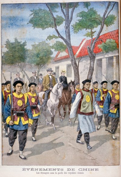 Ein Ausländer unter der Bewachung der regulären chinesischen Armee, China, 1900 von Oswaldo Tofani