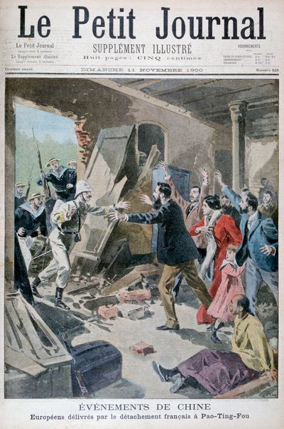 Europäer gerettet von einem französischen Marine-Detachement, Pao Ting Fou, China, 1900 von Oswaldo Tofani