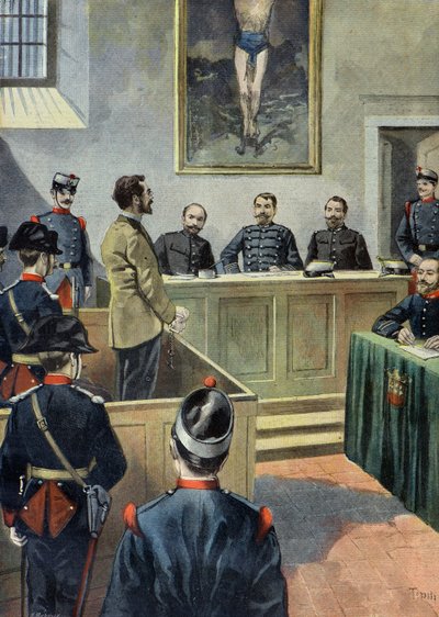 Der Anarchist Michele Angiolillo vor dem Kriegsrat von Oswaldo Tofani