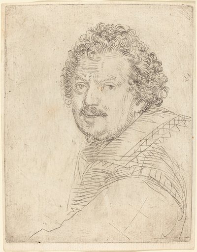 Ein Mann mit Schnurrbart und Spitzbart, nach vorne blickend von Ottavio Leoni