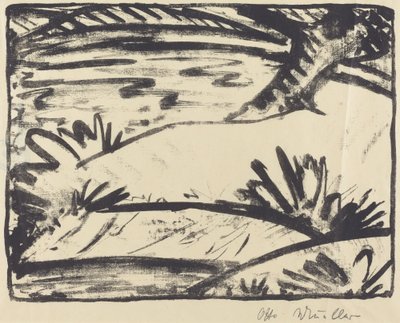 Landschaft mit Baum und Wasser von Otto Müller