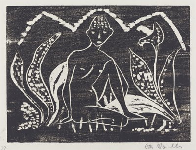 Nackte Figur eines Jungen in einer Landschaft von Otto Müller