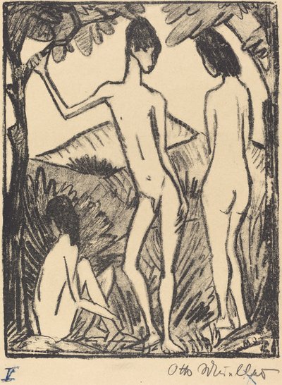 Stehender Knabe und zwei Mädchen von Otto Müller