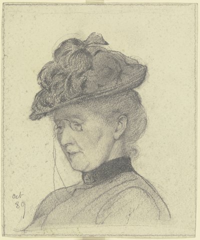 Bildnis Luise Scholderer mit Hut von Otto Scholderer