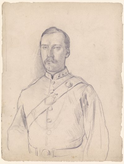 Bildnis eines Mannes in Uniform, Halbfigur von Otto Scholderer