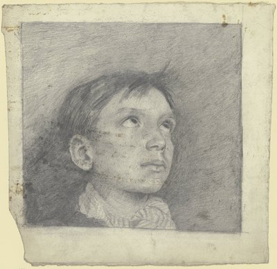 Kopf eines nach oben blickenden Jungen von Otto Scholderer