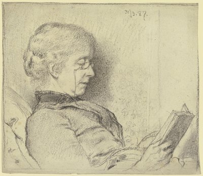 Luise Scholderer beim Lesen von Otto Scholderer