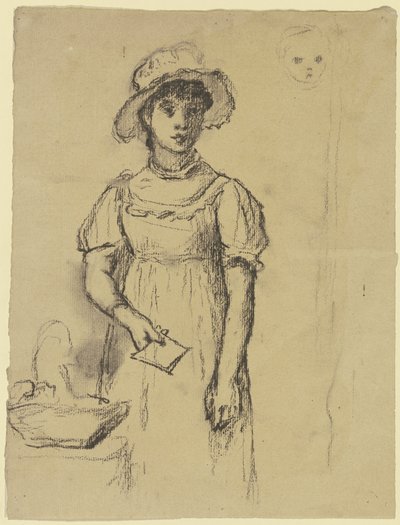 Stehendes Mädchen mit Brief von Otto Scholderer