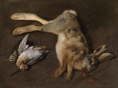 Stillleben mit Schnepfen und einem Hasen von Otto Scholderer