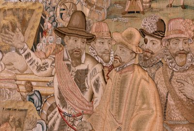 Flemischer Wandteppich. Serie Triumphe und Schlachten des Erzherzogs Albrecht. Die Eroberung der Stadt Hulst. Siebter Wandteppich in der Serie. Modell Otto van Veen und Hans I Snellinck. Herstellung Martin Reynbouts, Brüssel. von Otto van Veen