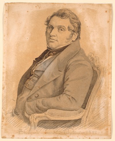 Porträt eines sitzenden, korpulenten Mannes in Halbfigur, Dreiviertelprofil nach links von P.C. Skovgaard