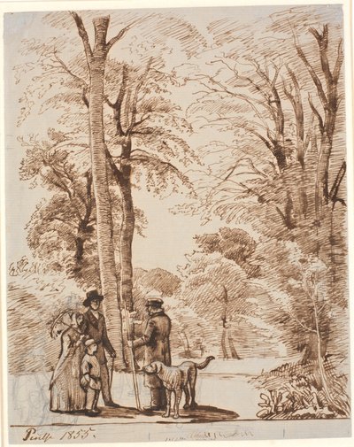 Waldweg mit Figuren. Islinge von P.C. Skovgaard