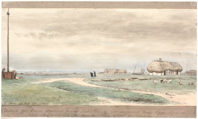 Aussicht vom Konsul Axelsens Hof bis zur Reede, wo die Læsø-Jagden liegen. von P.C. Skovgaard