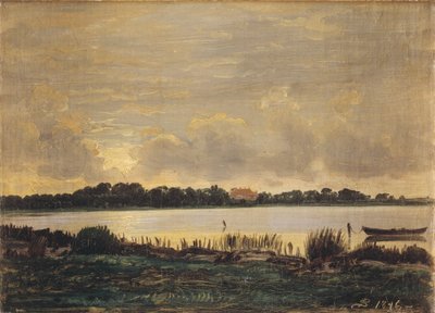 Blick über den Præstø-Fjord zum Gutshof Nysø von P.C. Skovgaard