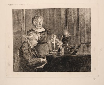 Edvard und Nina Grieg am Klavier von Peder Severin Krøyer