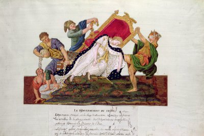 Allegorie des Umsturzes des Thrones in Frankreich während der Französischen Revolution (Gouache) von P. A. and J.B. Lesueur